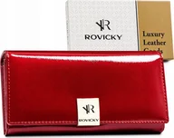 Portfele - Rovicky Duży, pojemny portfel damski ze skóry lakierowanej na zatrzask — Rovicky - miniaturka - grafika 1