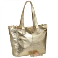 Torebki damskie - VEZZE Włoska torebka shopper skórzana złota - miniaturka - grafika 1