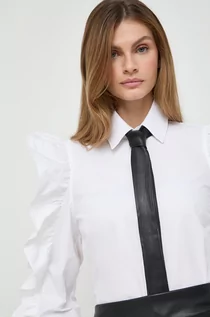 Koszule damskie - Karl Lagerfeld koszula bawełniana damska kolor biały regular z kołnierzykiem klasycznym - grafika 1