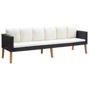 Sofy ogrodowe - vidaXL 3-osobowa sofa ogrodowa z poduszkami, rattan PE, czarny - miniaturka - grafika 1