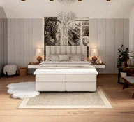 Łóżka - Łóżko kontynentalne LINCOLN materace, 2 pojemniki na pościel - 160x200 - TRINITY - Kremowy - miniaturka - grafika 1