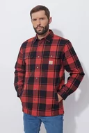 Odzież trekkingowa męska - Koszula flanelowa ocieplana w kratę Carhartt Heavyweight Flannel Sherpa R81 Red Ochre - miniaturka - grafika 1