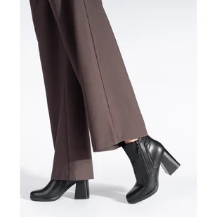 Czarne botki damskie na słupku Sergio Leone - Botki damskie - miniaturka - grafika 1