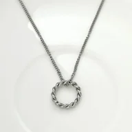 Naszyjniki - Naszyjnik stal chirurgiczna kółko skręcane srebrny - miniaturka - grafika 1