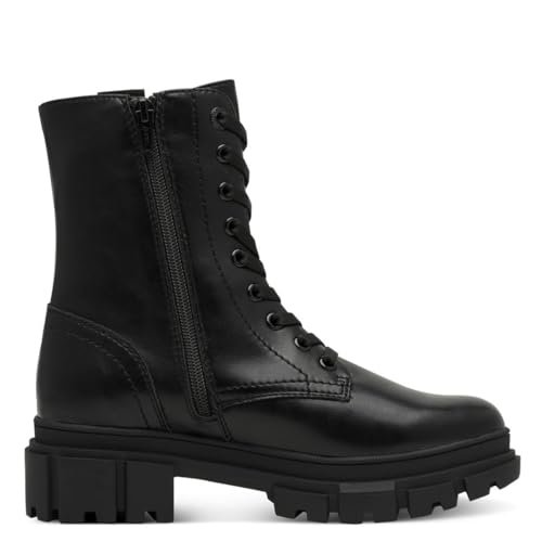 s.Oliver Damskie sztyblety Lace Boot Flat 5-25231-45, Black Glitter, 38 EU