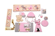 Zabawki interaktywne dla dzieci - Różowy zestaw do tablicy manipulacyjnej dla dziweczynki - miniaturka - grafika 1