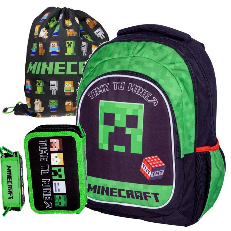 Zestaw szkolny plecak piórnik worek Minecraft Time To Mine Oficjalna Licencja