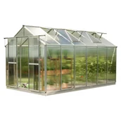 Szklarnie ogrodowe - GFP szklarnia SAPHIR 6 rama aluminiowa 259x384 cm - płytami poliwęglanowymi ok. 8 mm - z ramą fundamentową i aut. mechanizm otwierania okien - miniaturka - grafika 1