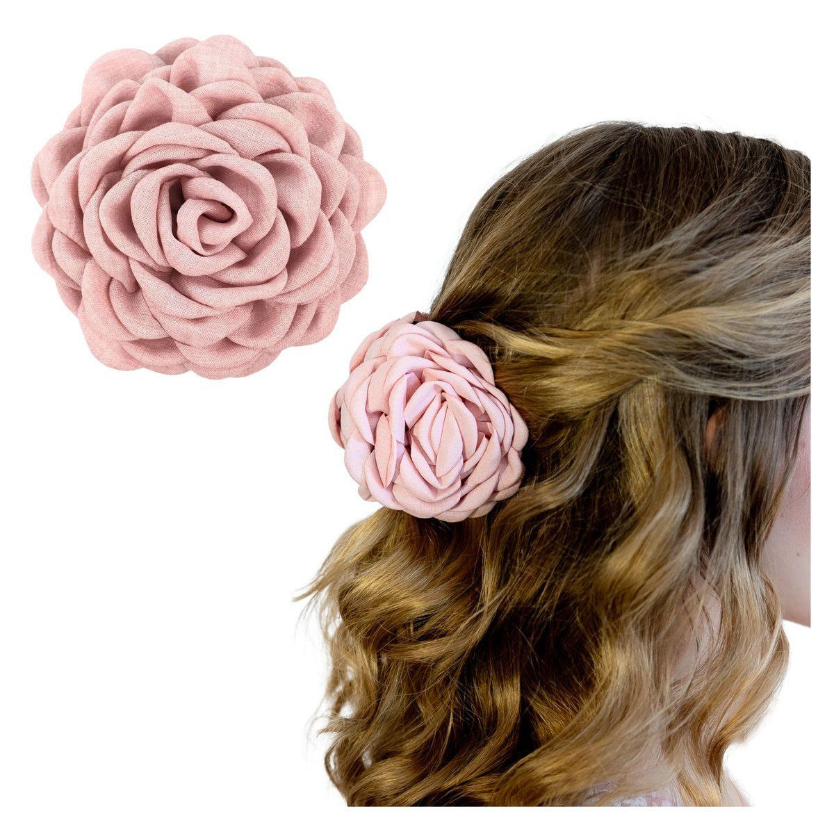 Klamra do Włosów Różowa Duża Kwiat Róża Bezpieczna Spinka Lekka i Efektowna