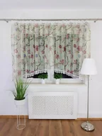 Firany - DELIKATNA FIRANA Z ORGANZY FIRANKI W KWIATY ZIELONA NA TAŚMIE DO KUCHNI - miniaturka - grafika 1