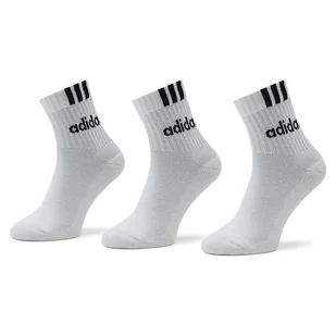 Skarpety wysokie unisex adidas 3-Stripes Linear Half-Crew Cushioned Socks 3 Pairs HT3437 Biały - Skarpetki męskie - miniaturka - grafika 1