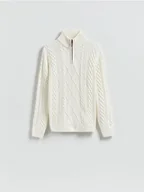 Swetry męskie - Reserved - Golf z warkoczowym splotem - złamana biel - miniaturka - grafika 1