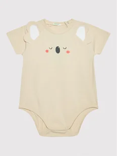 United Colors Of Benetton Body dziecięce 3P4ZAB001 Beżowy Regular Fit - Body dla niemowląt - miniaturka - grafika 1