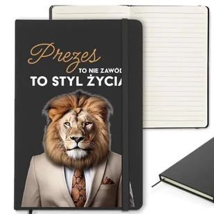 Notes Notatnik Czarny w Linię Z Gumką PREZES TO STYL ŻYCIA Zabawne Wzory - Notesy i bloczki - miniaturka - grafika 1