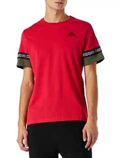 Koszulki męskie - Kappa Męski T-shirt z logo Baxum, czerwony/czarny, XL, czerwony/czarny, XL - grafika 1