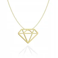 Łańcuszki - Złoty Naszyjnik z Diamentem 925 Łańcuszek Diament DEDYKACJA GRATIS - miniaturka - grafika 1