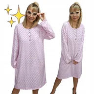 Piżamy damskie - ROZPINANA KOSZULA NOCNA 5XL BAWEŁNA sukienka do spania luźna piżama groszki - miniaturka - grafika 1