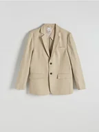 Kurtki męskie - Reserved - Lniana marynarka slim fit - beżowy - miniaturka - grafika 1