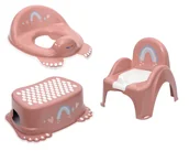 Nocniki - Zestaw NOCNIK krzesełko GRAJĄCY podnóżek NAKŁADKA Tęcza Różowy - miniaturka - grafika 1