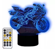 Zabawki interaktywne dla dzieci - Lampka nocna 3D LED MOTOR MOTOCYKL ŚCIGACZ kabel USB + PILOT - miniaturka - grafika 1