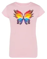 Koszulki i topy damskie - T-Shirt fajny kolorowy nadruk MOTYL r.L - miniaturka - grafika 1