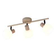 Lampy sufitowe - BOBA R86373043 lampa ścienna sufitowa ciepły beż z białymi szklanymi kloszami 3xE14 regulowana - miniaturka - grafika 1