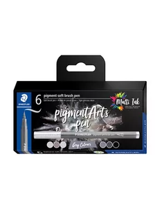 Staedtler Pigment soft brush 372 "Grey colours" 6pcs. Cardboard box - Przybory szkolne - miniaturka - grafika 1
