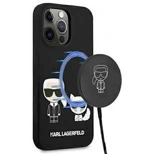 Karl Lagerfeld nakładka do IPhone 13 Pro KLHMP13LSSKCK czarna hard case Silicone Karl & Choupette Magsafe - Etui i futerały do telefonów - miniaturka - grafika 1