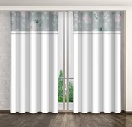 Zasłony - Zasłona gotowa na żabki, 140x250, biała w kwiaty, ZMHB-10 - miniaturka - grafika 1