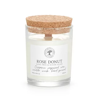 Świece - Rose Donut - naturalna świeca zapachowa - rzepakowa, drewniany knot, bez ftalanów 200ml - grafika 1