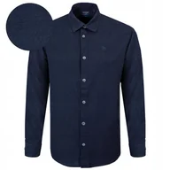 Koszule męskie - KOSZULA Męska z Długim Rękawem LNIANA Granatowa Regular Fit Pako Jeans - miniaturka - grafika 1