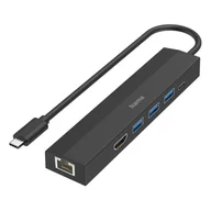 Adaptery i przejściówki - Hama Hub 6w1 3x USB-A USB-C HDMI LAN 200144 - miniaturka - grafika 1