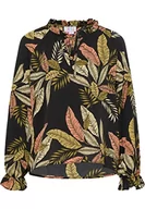 Bluzki damskie - aleva Damska bluzka 21325581-AL04, czarna, wielokolorowa, XL, czarny wielokolorowy, XL - miniaturka - grafika 1