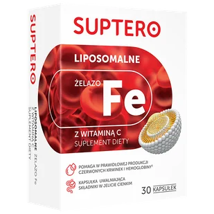 Suptero Liposomalne Żelazo Fe z Witaminą C, 30 kapsułek - Witaminy i minerały - miniaturka - grafika 1