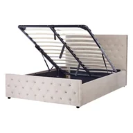 Łóżka - Łóżko z pojemnikiem welurowe 140 x 200 cm beżowoszare AMIENS - miniaturka - grafika 1