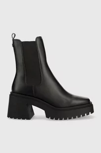 Steve Madden sztyblety skórzane Parkway damskie kolor czarny na słupku - Botki damskie - miniaturka - grafika 1