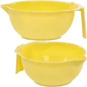 Pozostałe akcesoria fryzjerskie - Profesjonalna miska miseczka fryzjerska do farbowania włosów mieszania farby z uchwytem żółta - miniaturka - grafika 1