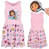 Sukienki - Koci Domek Gabi Różowa BAWEŁNIANA sukienka na ramiączkach, sukienka dziewczęca 100% BAWEŁNA 8 lat 128 cm - miniaturka - grafika 1