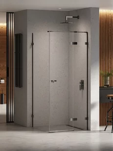 New Trendy Czarna kabina prysznicowa 90x120 prawa EXK-6186 Eventa Black Chrome - Kabiny prysznicowe - miniaturka - grafika 1