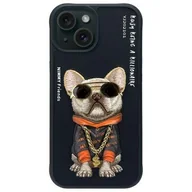Etui i futerały do telefonów - Etui NIMMY Glasses Cool Dog do Apple iPhone 15 Czarny - miniaturka - grafika 1