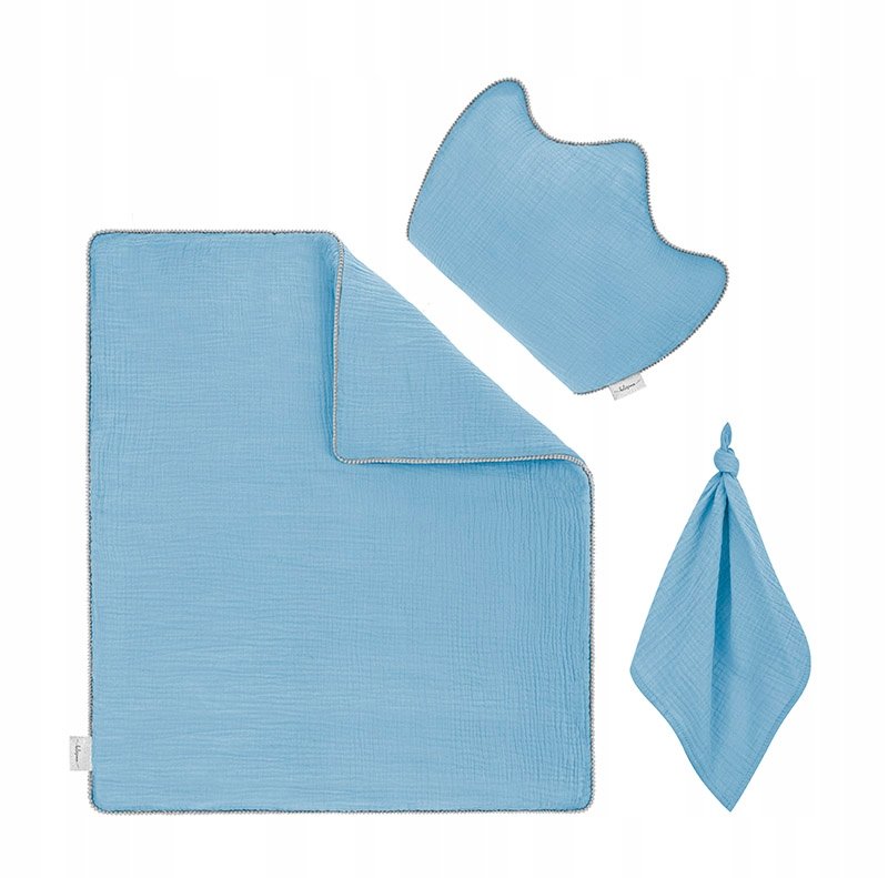 Komplet 3 Częściowej Pościeli Muślinowej Letniej 80X100 CM Belisima Blue