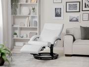 Fotele i krzesła biurowe - Beliani Fotel biały skóra ekologiczna MIGHT - miniaturka - grafika 1