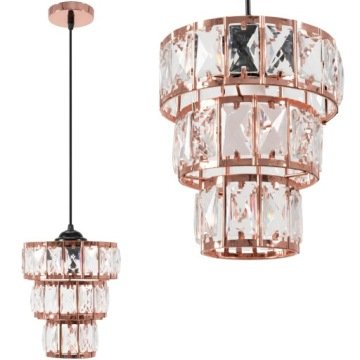 Lampa Wisząca Glamour Kryształowa Rose Gold E27