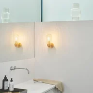 Lampy ścienne - Nordlux Kinkiet Tutan, metal, szkło, E14, IP44, kolor mosiężny - miniaturka - grafika 1