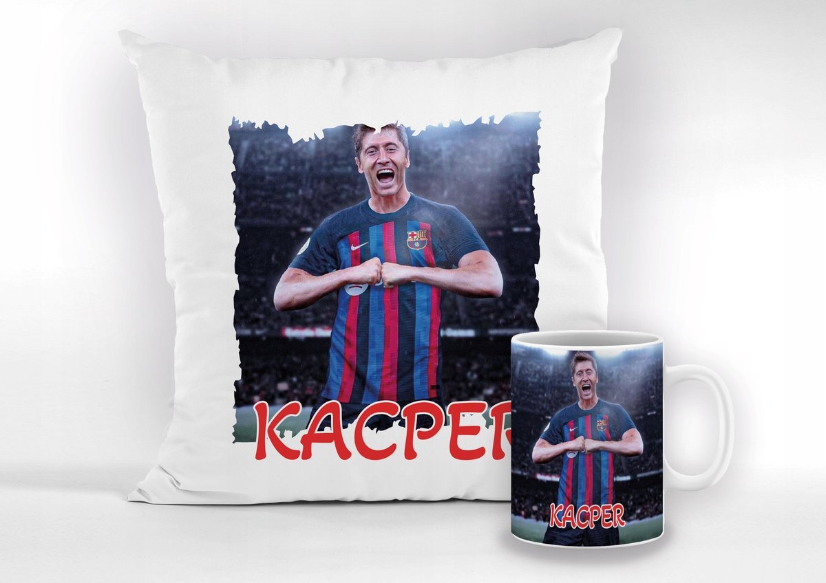 ZESTAW KUBEK + PODUSZKA ROBERT LEWANDOWSKI + IMIĘ