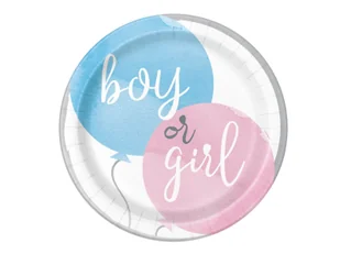 Talerzyki Boy or Girl na Baby Shower - 23 cm - 8 szt. - Dekoracje i nakrycia stołu na imprezę - miniaturka - grafika 1