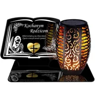 Lampiony i znicze - ZNICZ SOLARNY LED WIECZNY PODSTAWKA NA CMENTARZ GRÓB Księga EFEKT PŁOMIENIA DLA RODZICÓW - miniaturka - grafika 1