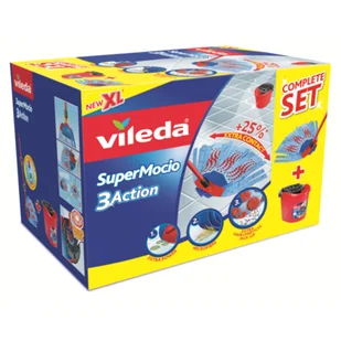 Zestaw mop + wiadro Super Mocio 3 action Vileda - Miotły, szufle, mopy - miniaturka - grafika 1