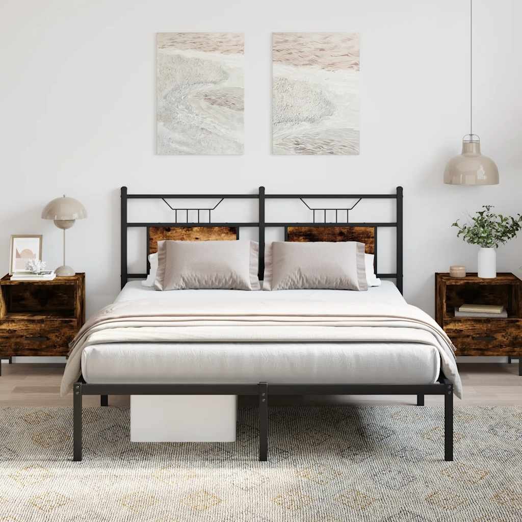 vidaXL Łóżko bez materaca, przydymiony dąb, 150x200 cm