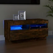 Szafki RTV - Lumarko Szafka pod TV z oświetleniem LED, przydymiony dąb, 80x35x40 cm - miniaturka - grafika 1